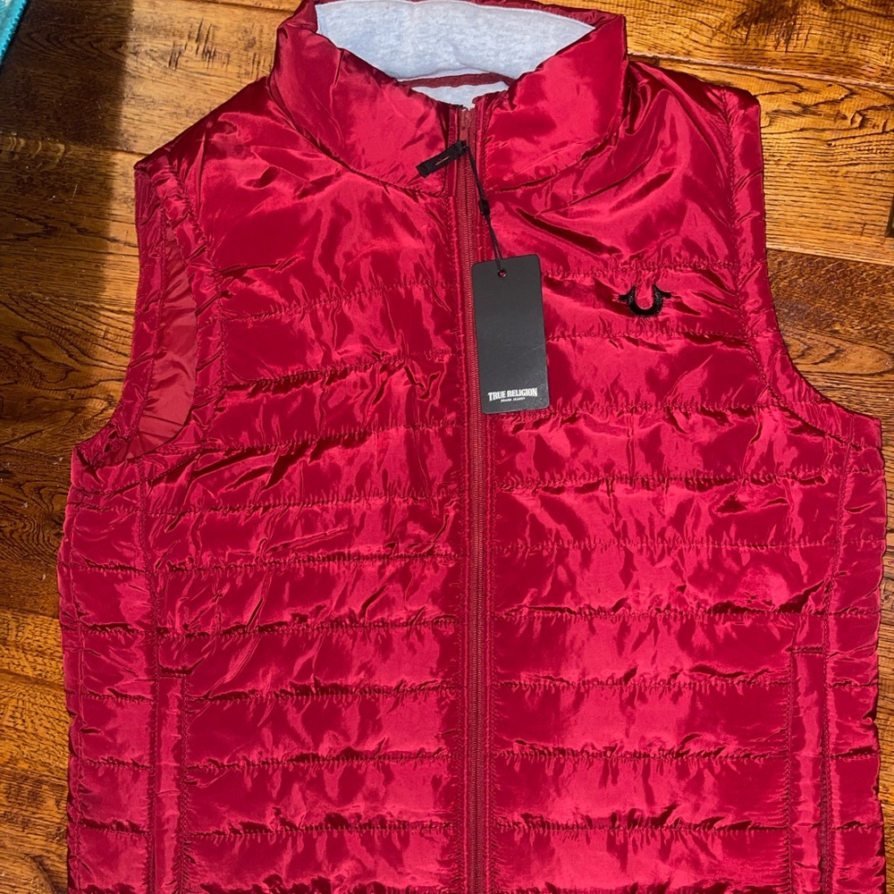 NWT True Religion Mens Sz L Puffer Jacket Red